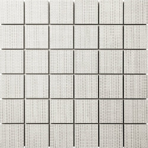 Carrelage rectifié effet textile en grès cérame. Plaque 30 x 30 cm, couleur blanc Collection Versatile Chez InstaHouse