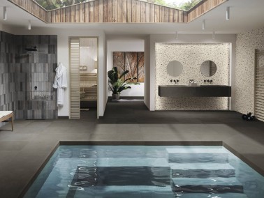 Carrelage Sol / Mur Effet Terre Cuite Grand Format 120x120 et 60x120 R10 Rhodophyte InstaHouse ARGILLAE APE Fumée Sol piscine