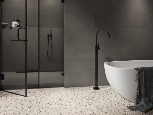Carrelage Effet Terre Cuite Grand Format 120x120 et 60x120 R10 Rhodophyte InstaHouse ARGILLAE APE Gris Mur Sol douche