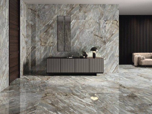 InstaHouse carrelage sol murs séjour salon salle à manger Debussy effet marbre poli effet miroir 60 x 120