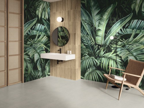 Carrelage Décoratif Mur Effet Panoramique Motif Feuilles 120x280 Arty I InstaHouse Atelier APE Mur salle d'eau