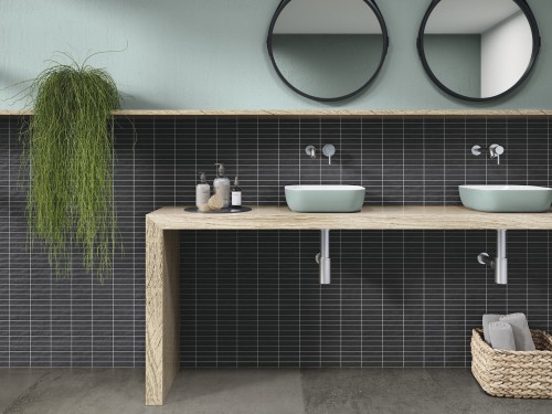 Carrelage Coloré Mur 10x30 Wonder Mat Nuit Wonder InstaHouse PIM PAM PUM Carmen mur salle d'eau